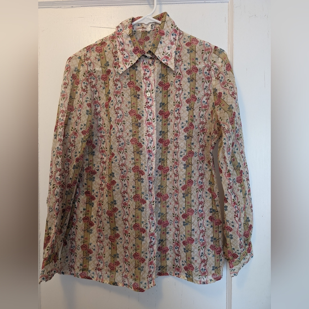 Vintage 1970s floral button down
